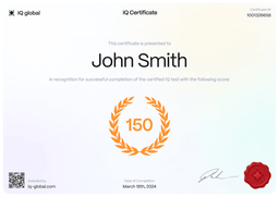 Order item for: Printable IQ Certificate